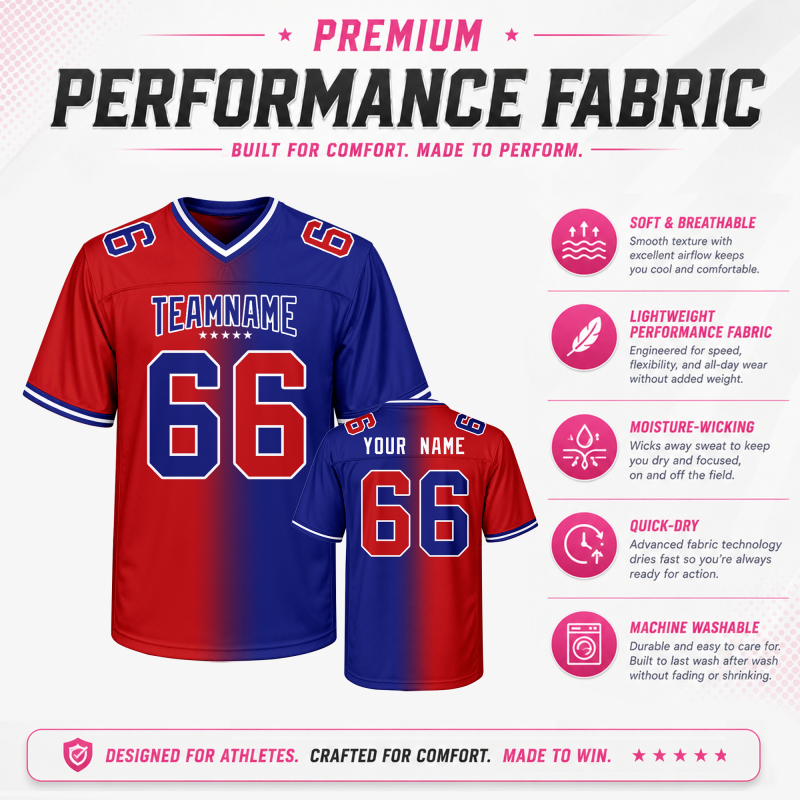 Custom Football Team Jersey with Back Name and Number Game Day Shirt