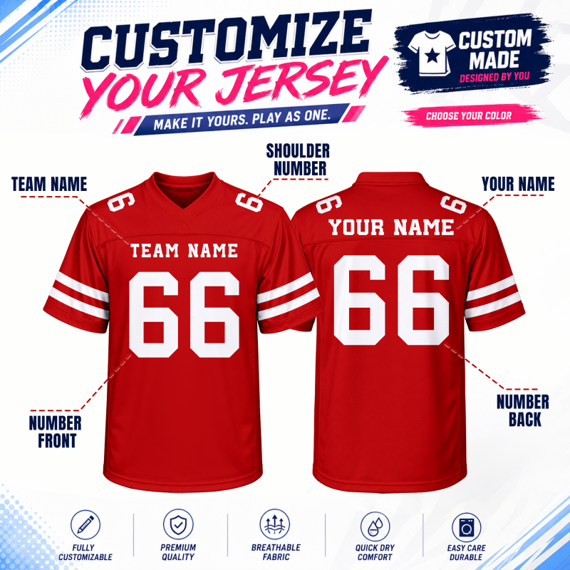 Slim Fit Custom Football Jersey Stitched Printed Personalization