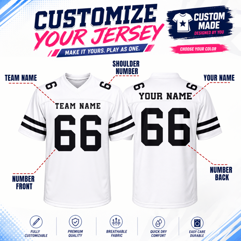 Custom American Football Jersey V Neck Stitched Printed Name Number