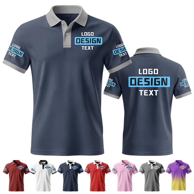 Custom Group Printed Polo Shirt with Event Logo Printed Design for Trade Show Teams