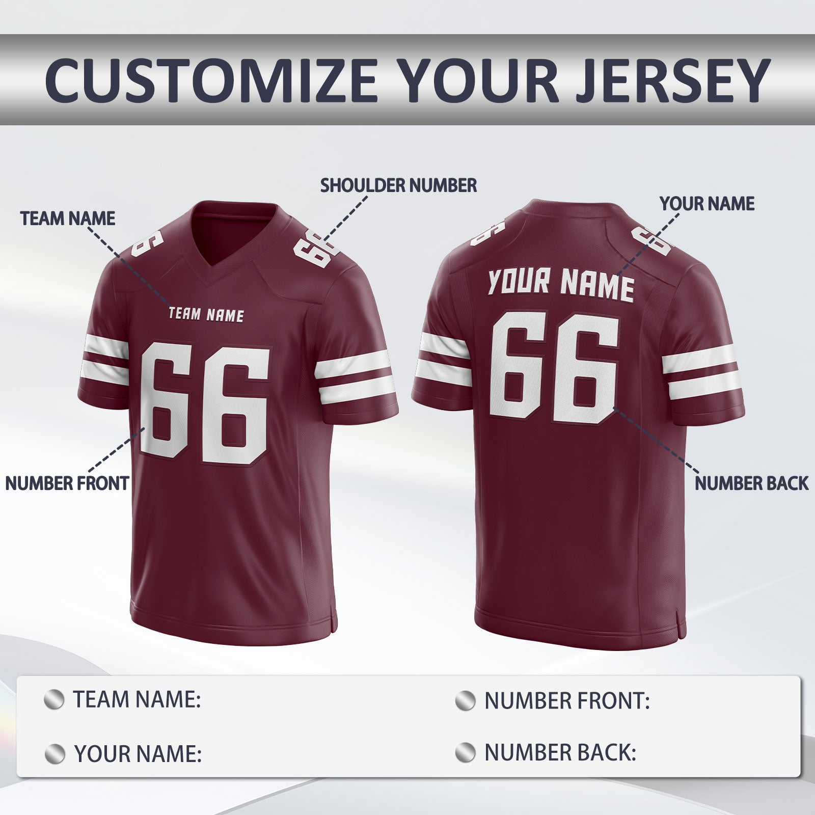 Custom Football Uniform Oversized for Friends and Families