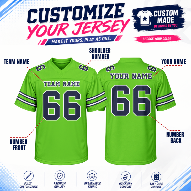 Custom Football Team Uniform with Front Team Name and Back Number Stitched Printed