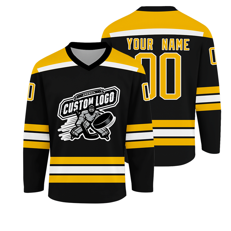Custom Hockey Shirt Varsity Stitched Printed Team Logo with Stitched Printed Team Logo Name Number for Hockey Clubs