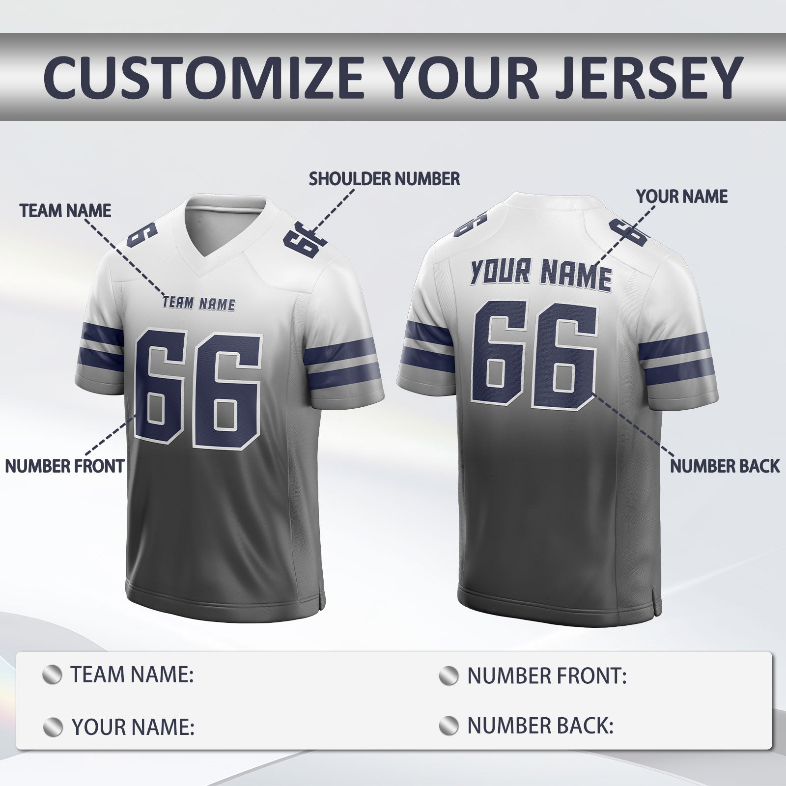 Personalized American Football Jersey with Team Name and Player Number Team Uniform