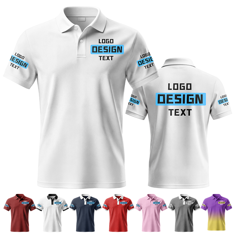 Printed Custom Printed Polo Shirt with Team Name and Logo for Office Staff
