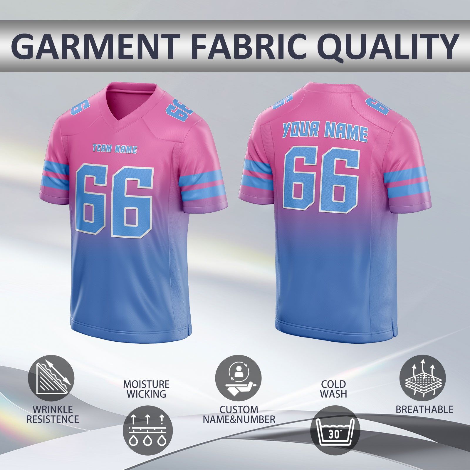 Personalized American Football Jersey with Team Name and Player Number Team Uniform