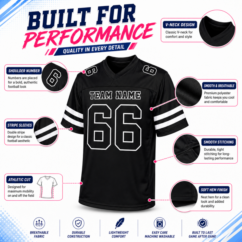 Custom Game Day Football Jersey with Team Logo and Number for Cheer Teams