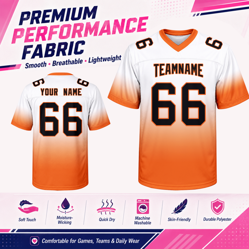 Custom Youth Football Jersey with Back Name and Number for Friends and Families