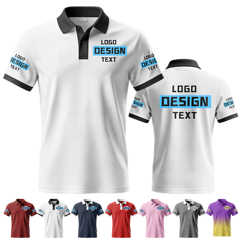 Custom Golf Printed Polo Shirt with Custom Printed Logo Name Text for Staff Team Events
