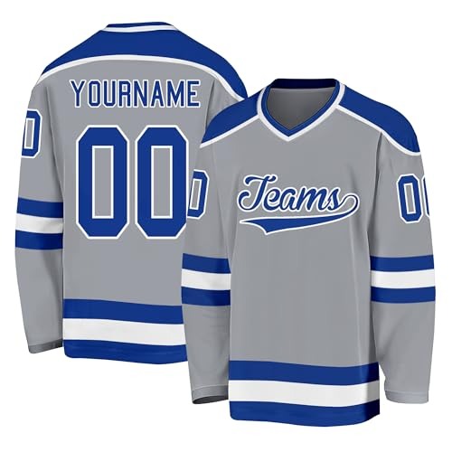 Personalized Ice Hockey Jersey with Custom Team Logo with Custom Text Number Sleeve Patch and Team Logo Design