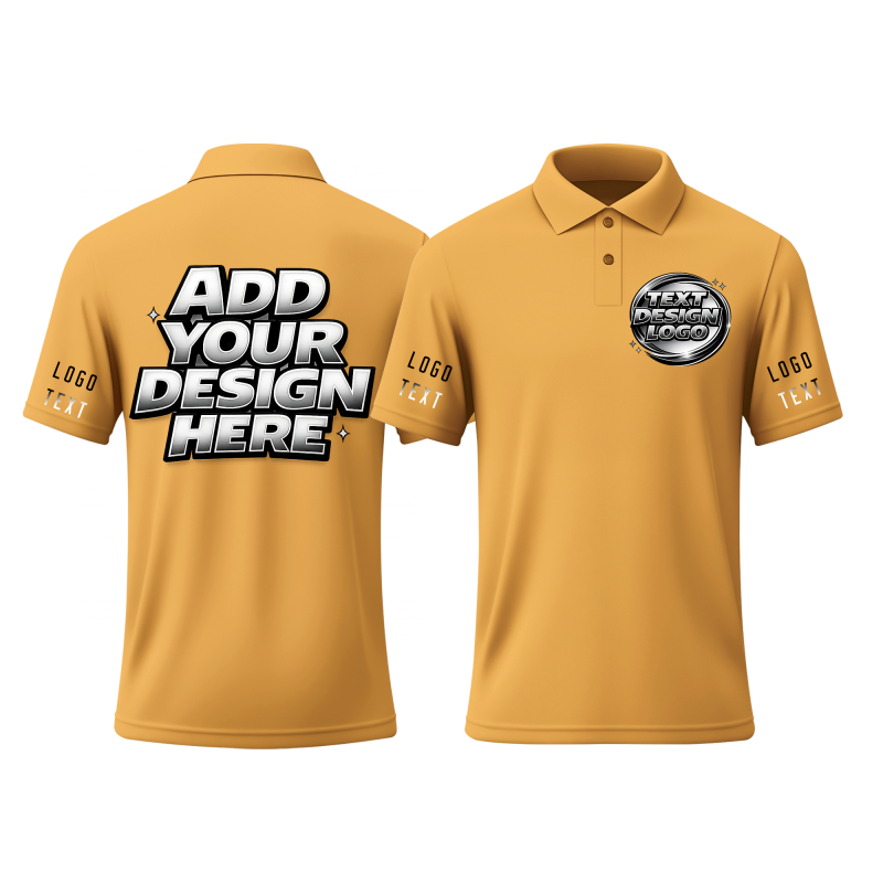 Personalized Team Printed Polo Shirt with Front Logo and Sleeve Text Printed Design for Company Teams