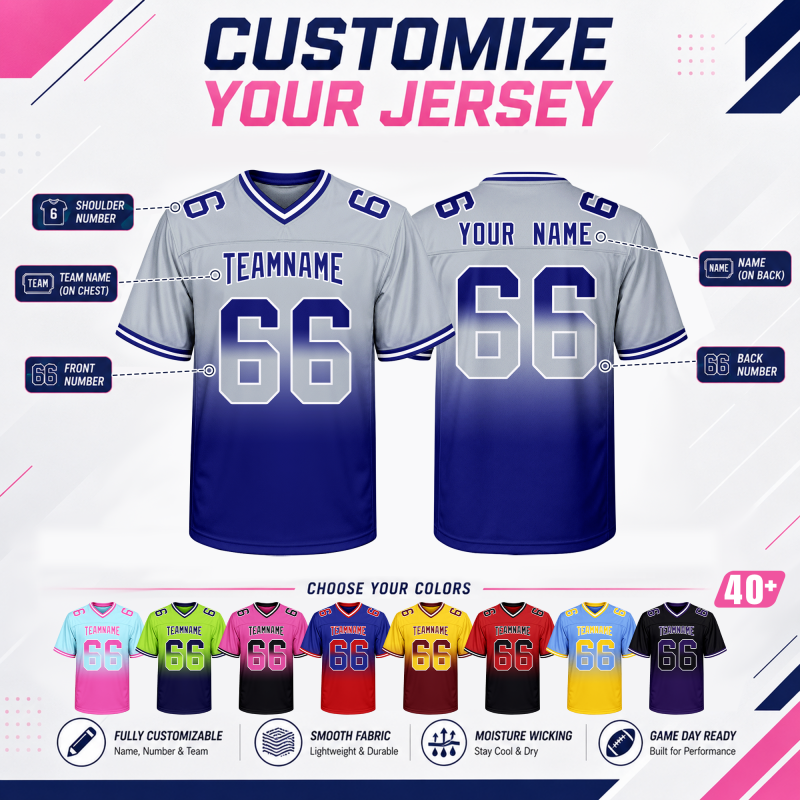 Custom Football Fan Shirt with Custom Lettering Team Uniform