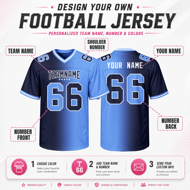 Custom Football Jersey with Personalized Name Number Team Uniform