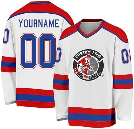 Custom Hockey Jersey Stitched Printed Personalization for Community Game with Stitched Printed Name Number Team Logo for Men Women Youth Kids