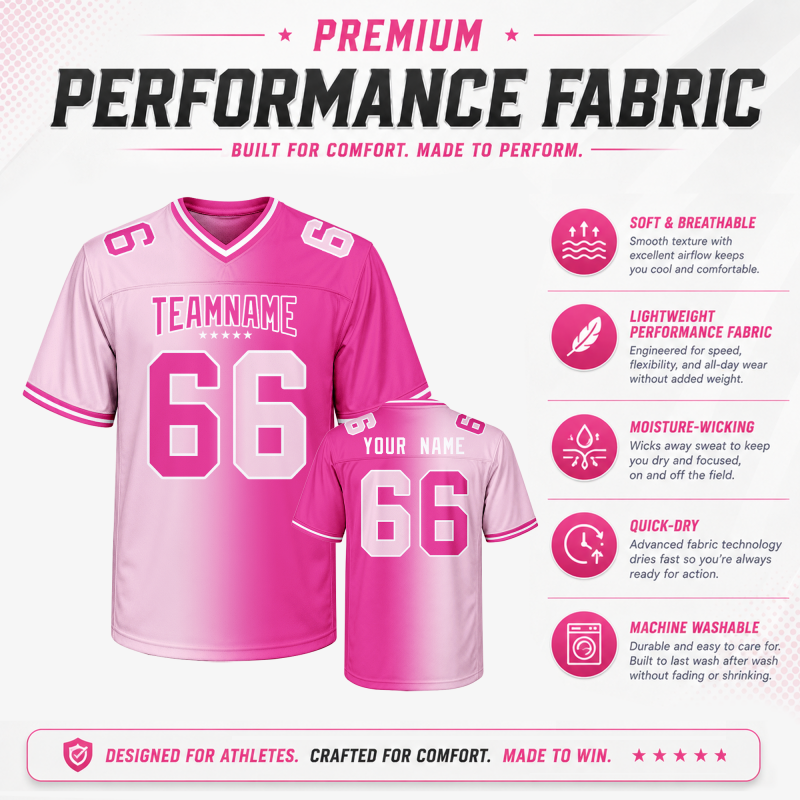 Sporty Custom Football Game Jersey Stitched Printed Name Number