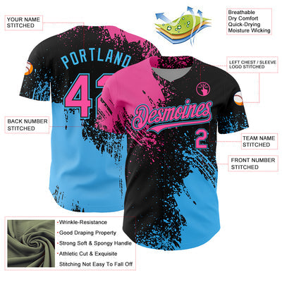 Striped Custom Team Baseball Jersey with Name Number and Logo