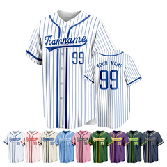 Custom Button Down Baseball Jersey Embroidered Team Logo