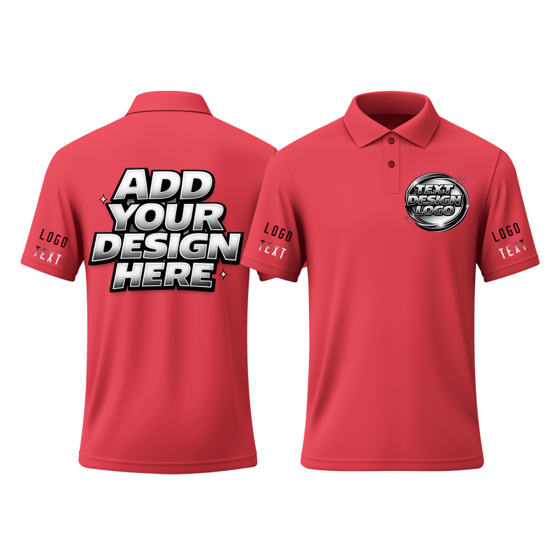 Custom Business Printed Polo Shirt with Custom Printed Logo Name Text for Staff Team Events