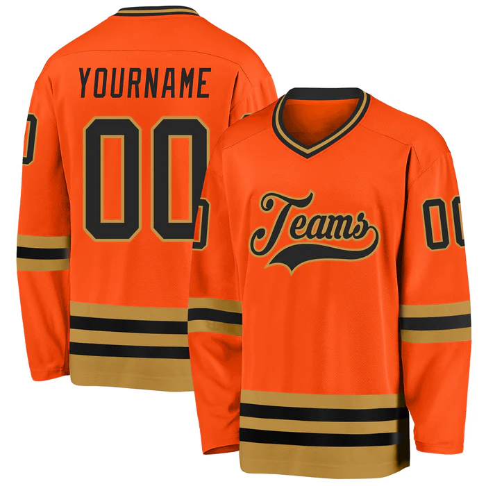 Custom Hockey Team Uniform with Your Name and Number with Custom Text Number Sleeve Patch and Team Logo Design