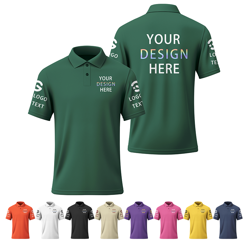 Custom Printed Polo Shirt with Personalized Name and Logo for Company Team Work Golf Events