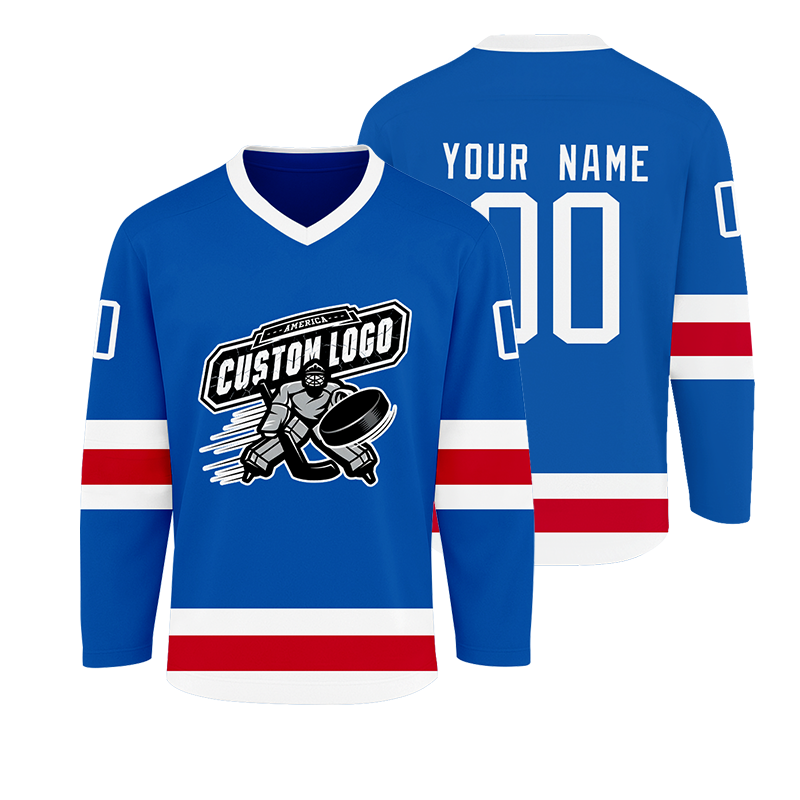 Custom Hockey Fan Shirt with Front Team Name and Back Number Game Day Shirt with Custom Text Number Sleeve Patch and Team Logo Design