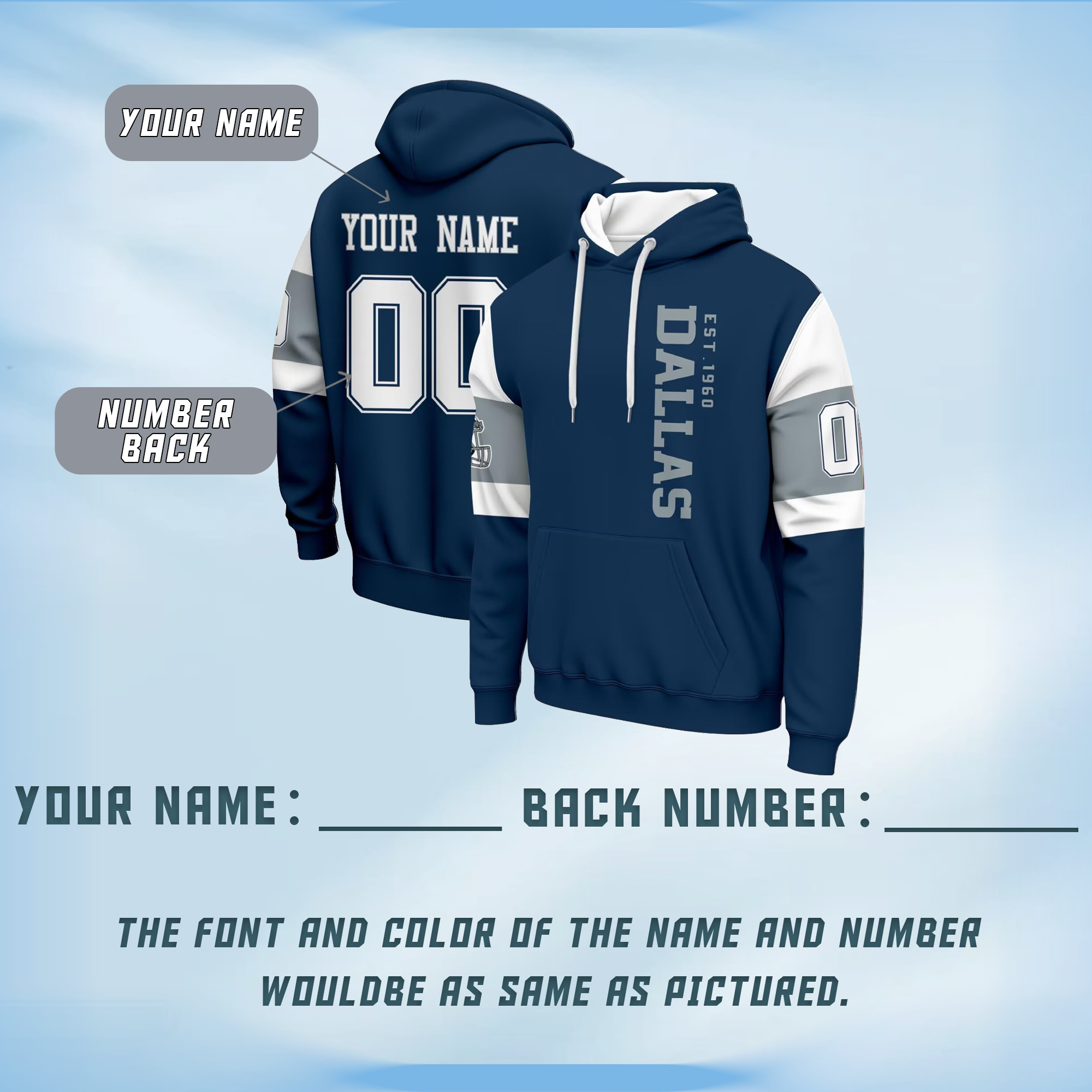 Printed Personalized Printed Pullover Hoodie with Back Print Design for Adults and Youth