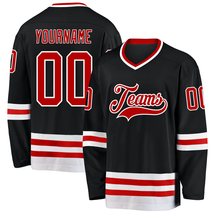 Custom Hockey Team Jersey with Team Logo and Number Stitched Printed Hockey Design for Teams Players Fans Men Women Youth Kids