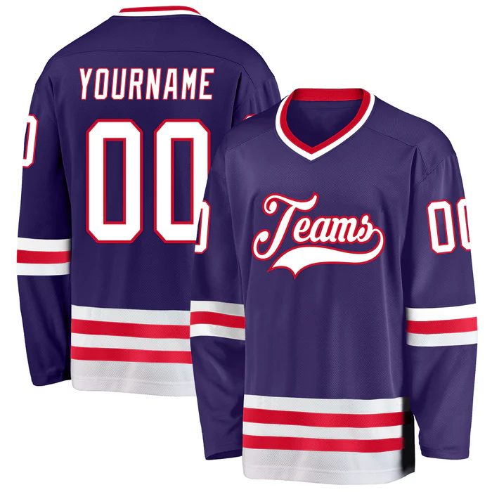 Personalized Hockey Team Jersey with Shoulder Patch with Stitched Printed with Stitched Printed Name Number Team Logo for Men Women Youth Kids