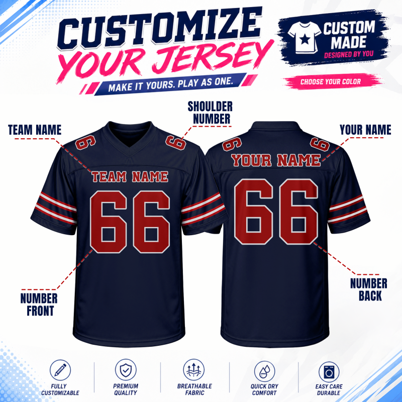 Stitched Printed Team Logo Custom Football Shirt with Back Name and Number
