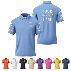 Custom Golf Printed Polo Shirt with Business Logo Printed Design for Trade Show Teams