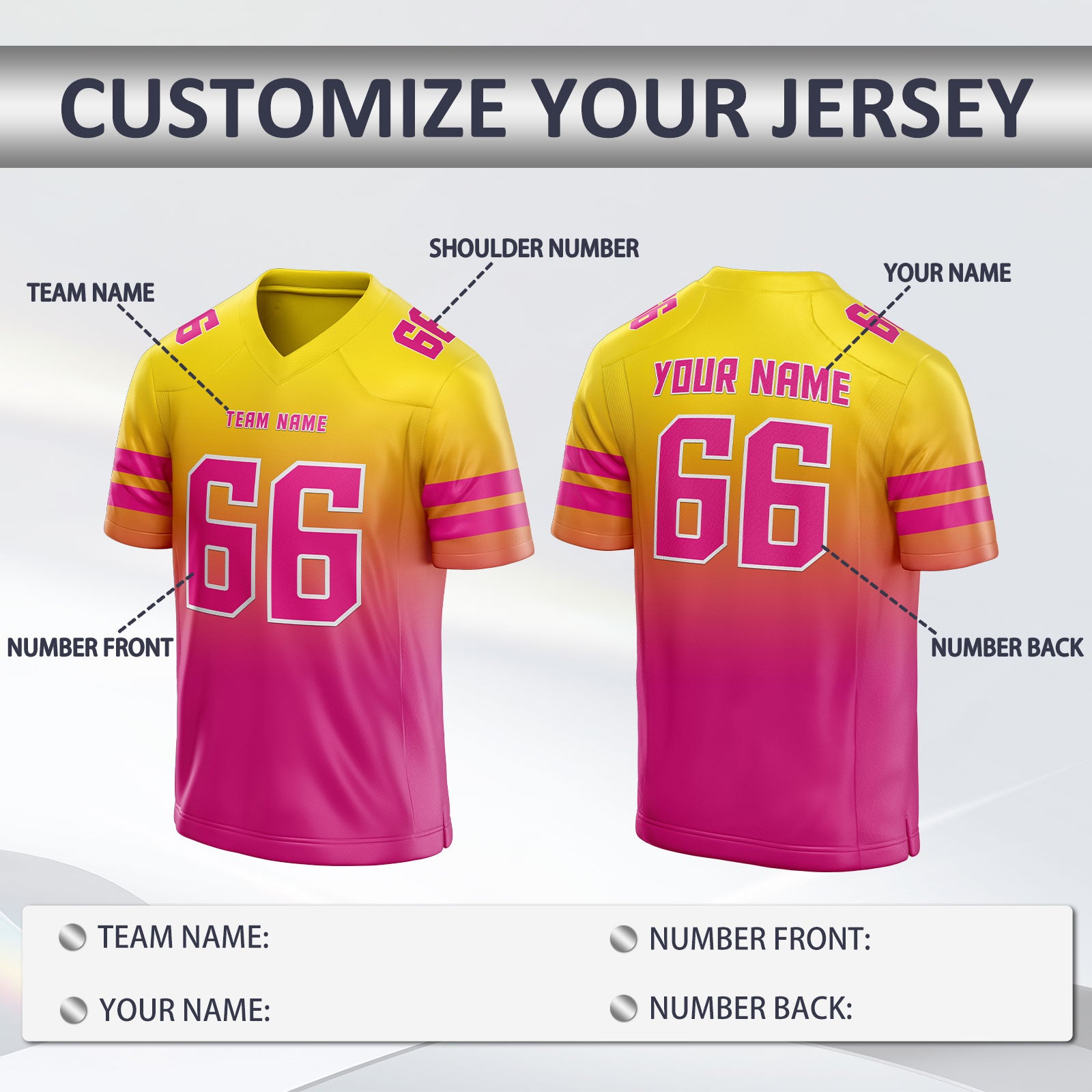 Custom Football Fan Jersey Shoulder Number for Football Dads