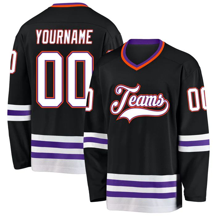 Custom Hockey Shirt for Sports Fans and Winter Sports Party with Custom Text Number Sleeve Patch and Team Logo Design