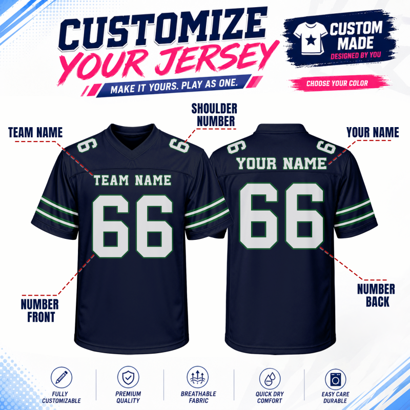Custom Football Fan Jersey for Corporate Groups and Custom Event Shirt