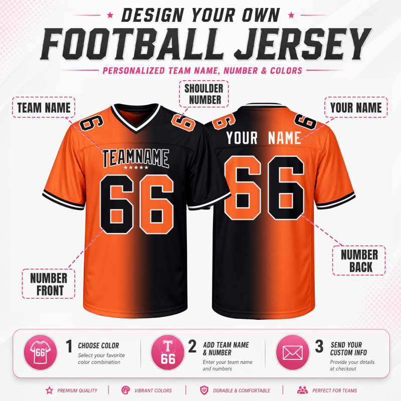 Custom Football Uniform with Custom Names and Numbers for Family Game Day Outfit
