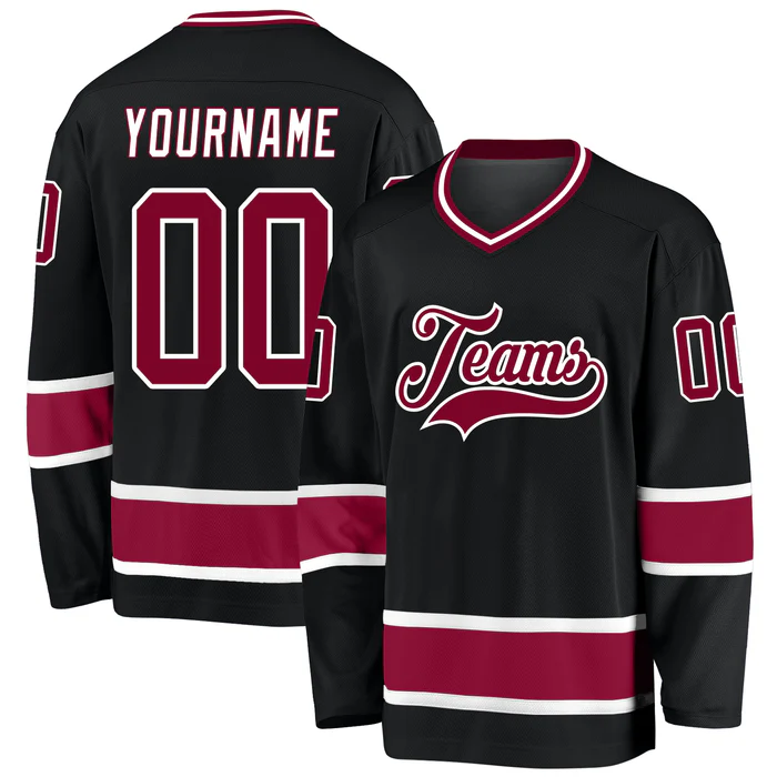 Loose Fit Personalized Hockey Jersey Stitched Printed Name Number Logo with Stitched Printed Name Number Logo for Team Uniforms