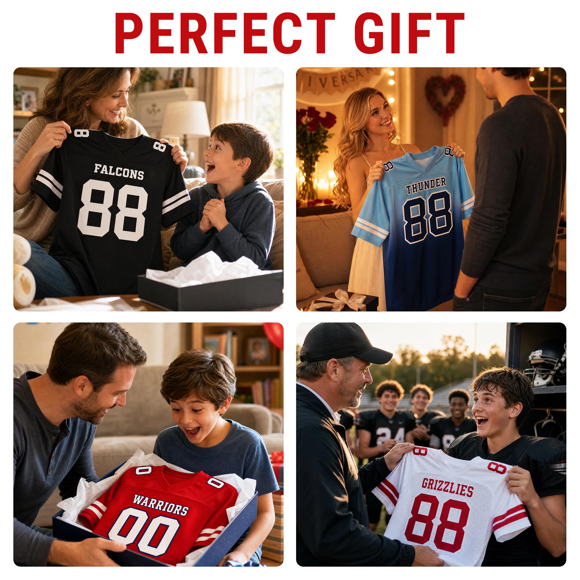Custom Football Uniform Stitched Printed Name Number Logo for Men Women Youth Kids