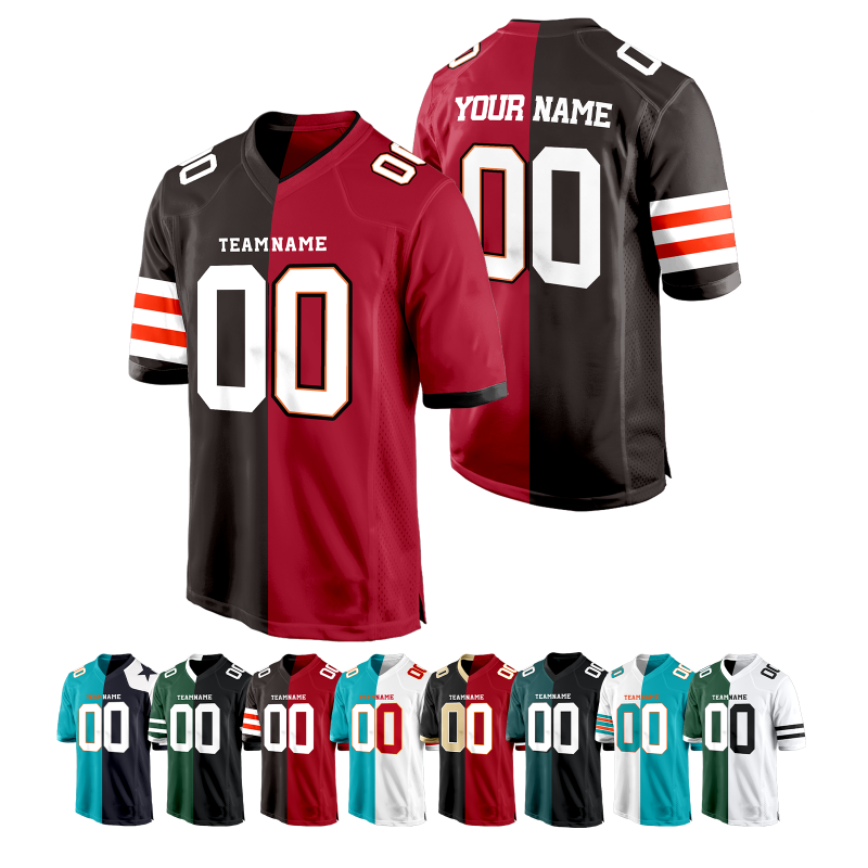 Personalized Team Football Jersey with Custom Text and Number with Stitched Printed