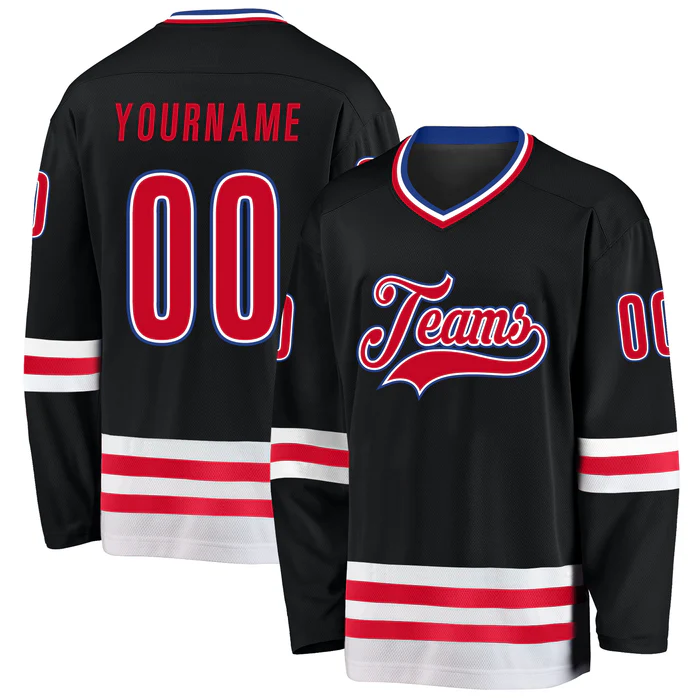 Mesh Custom Hockey Fan Shirt Stitched Printed with Stitched Printed Name Number Logo for Team Uniforms
