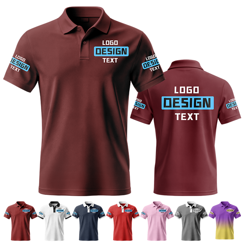 Custom Printed Polo Shirt with Printed Logo Name for Men Women Youth