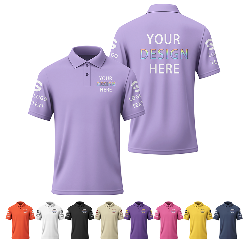 Printed Personalized Printed Polo Shirt with Name Text and Logo for Work Teams