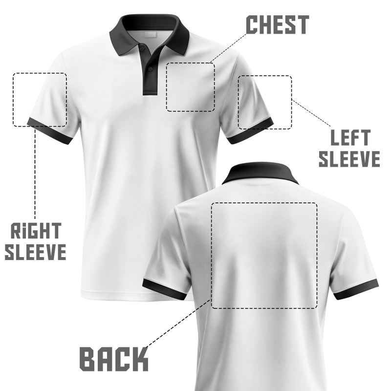 Custom Printed Polo Team Uniform with Custom Names and Logos for Group Outfit