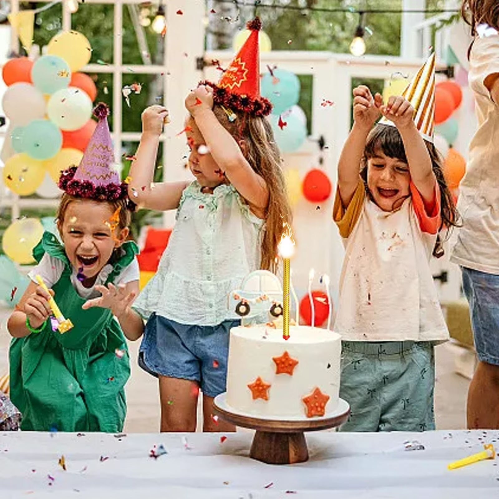Friends celebrating with sparkler birthday candles